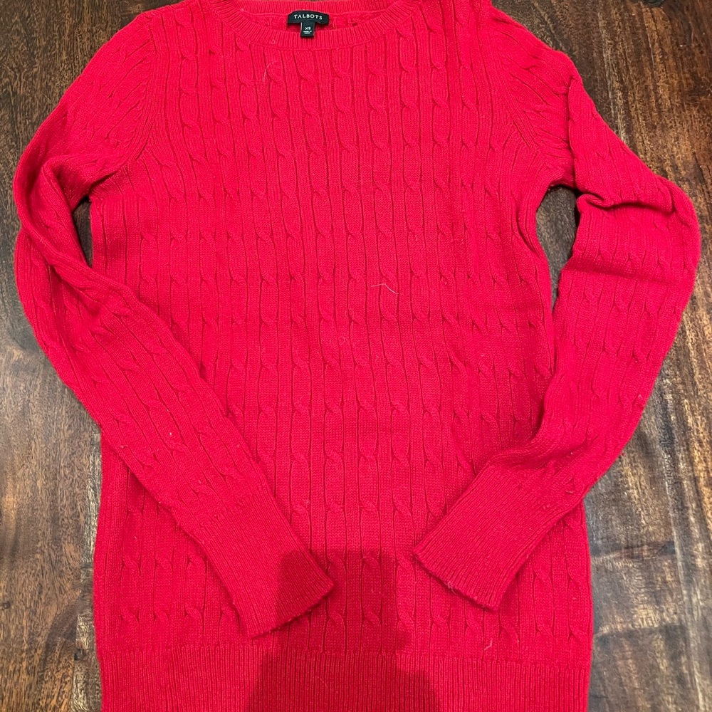 Talbots red cable knit sweater